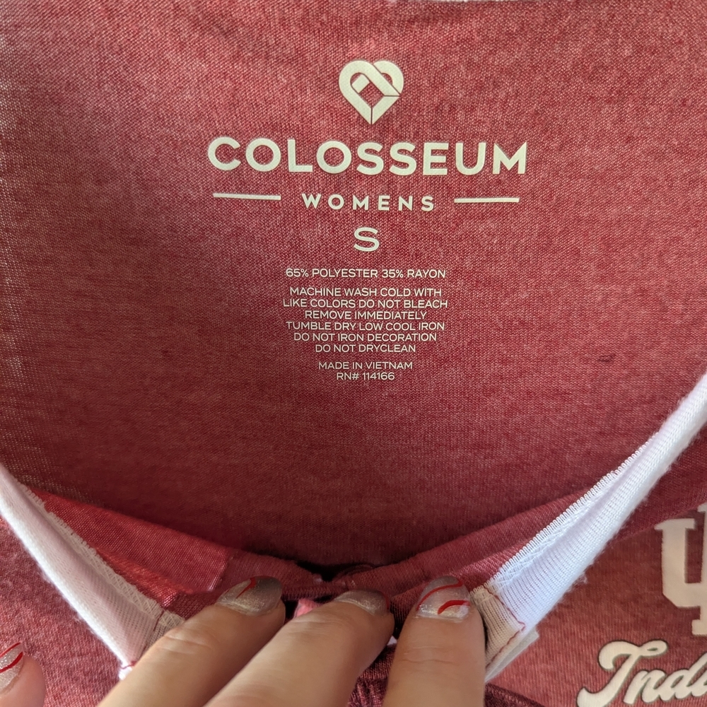 Indiana Hoosiers Top Small Red White Collegiate Game Day Lace Up 3/4 Sleeve NWT - Picture 6 of 9